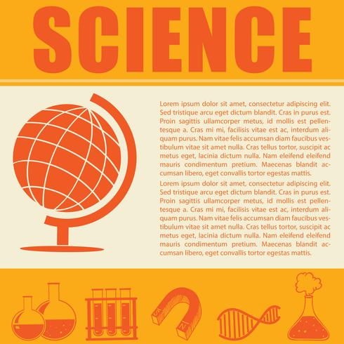 Infografía de ciencia con símbolos y texto. vector