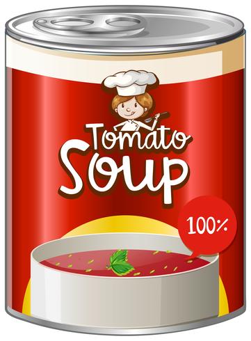 Sopa de tomate en lata de aluminio. vector