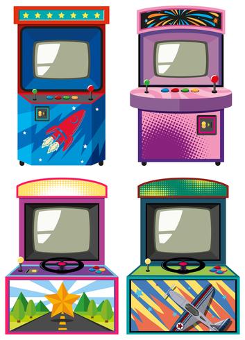 Cuatro diseño de juegos de arcade. vector