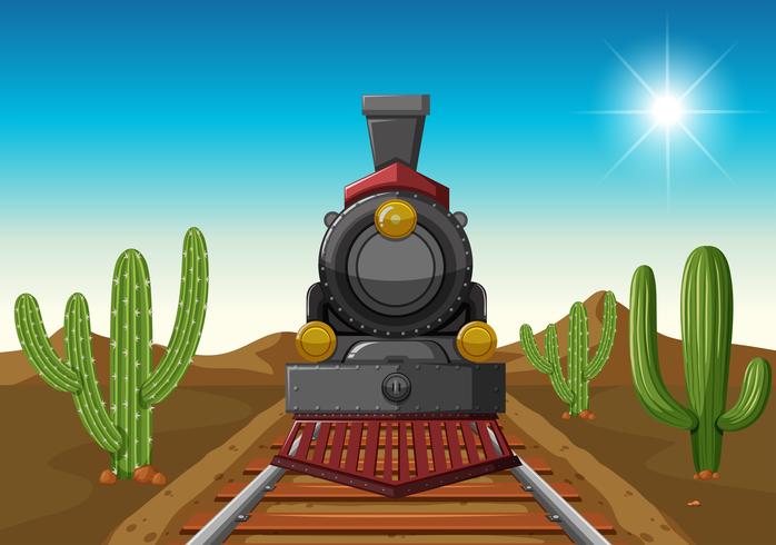 Paseo en tren en medio del desierto vector