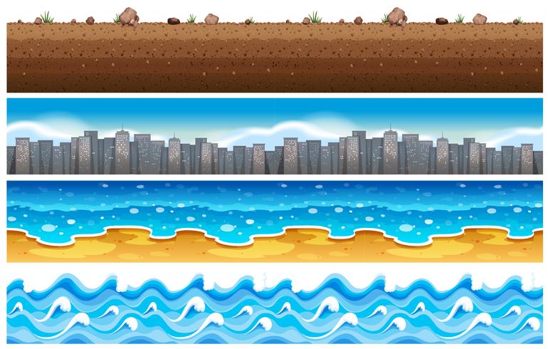 Seamless background with water and city scene vector