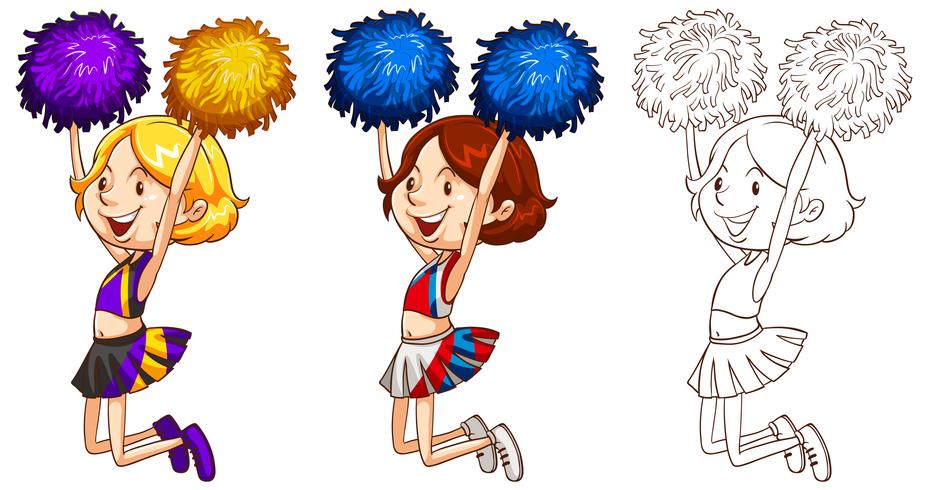 Doodle character for cute cheerleader vector
