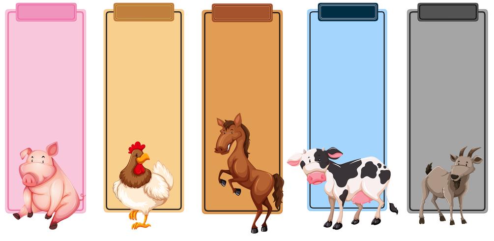 Conjunto de frontera de animales de granja. vector