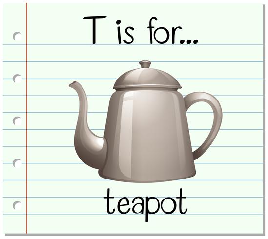 Flashcard letter T is for teapot vector