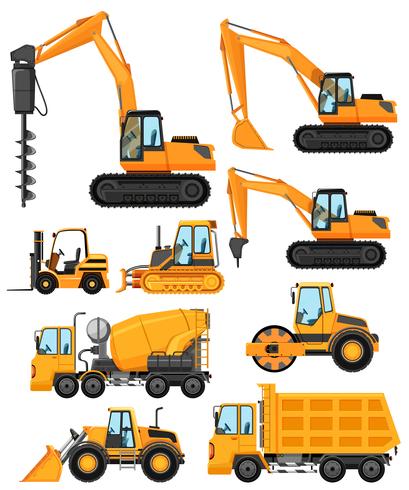 Diferentes tipos de vehículos de construcción. vector