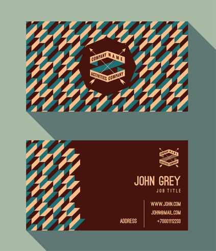 Business card template, vintage retro background with geometric  vector