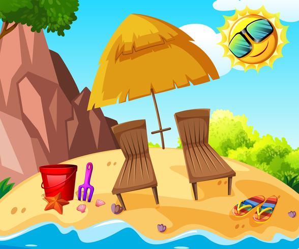 Background scene with two chairs by the seaside vector