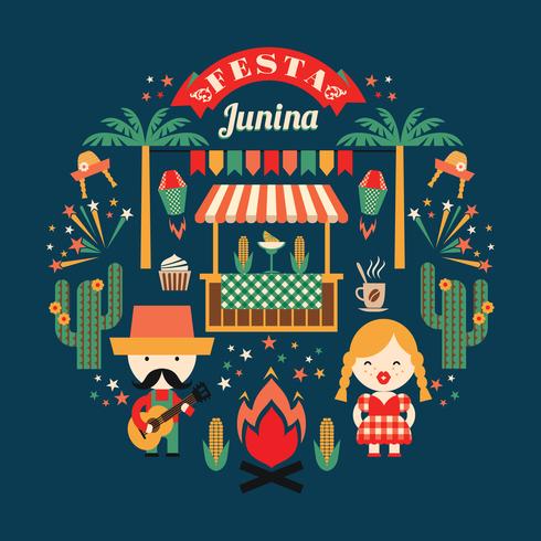 Fiesta latinoamericana, la fiesta de junio de Brasil. vector