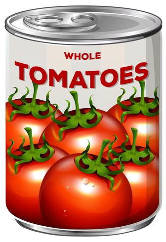 Lata de tomates enteros vector