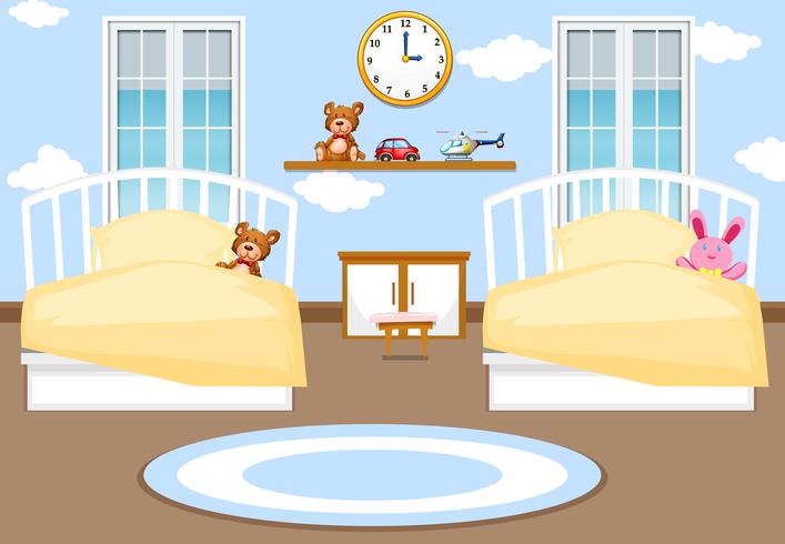 Fondo de dormitorio de niños interior vector