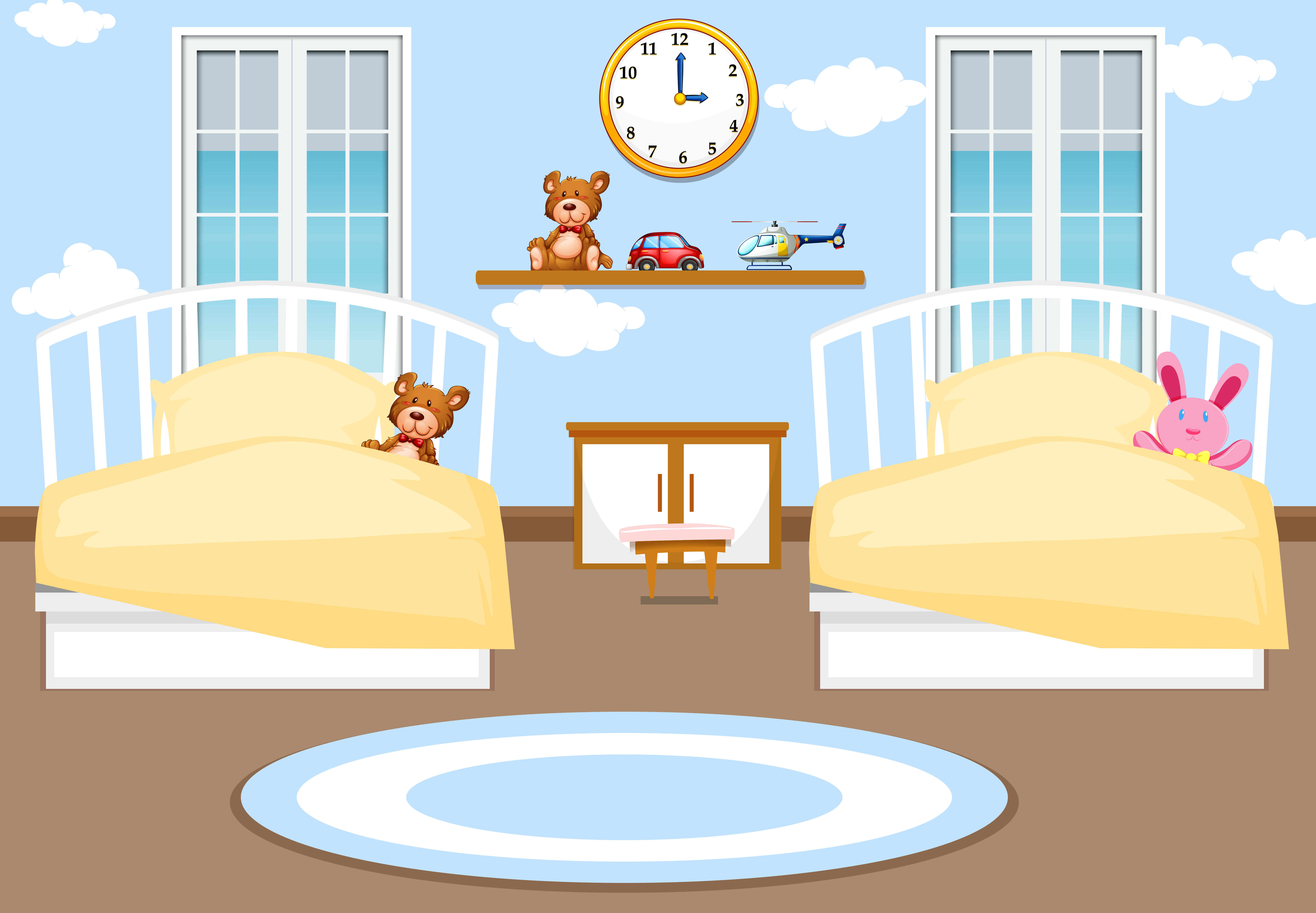 Interior kids bedroom background 302195 Vector Art at Vecteezy