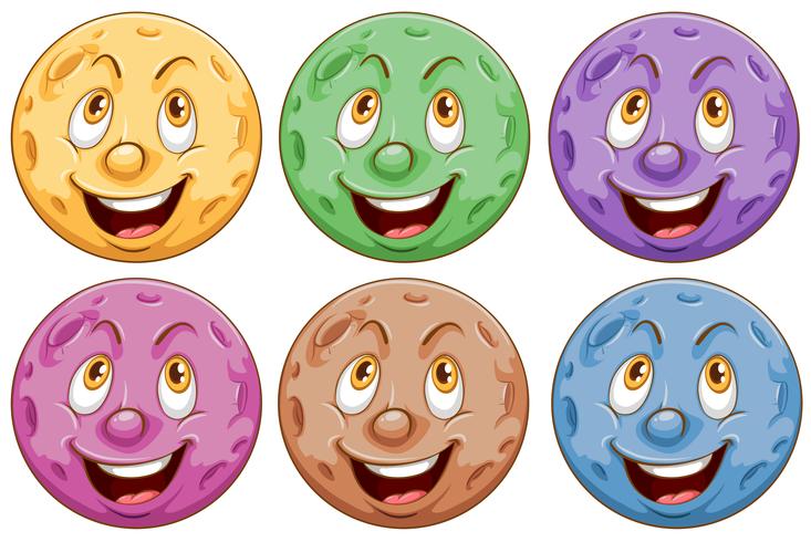 Planets with faces vector