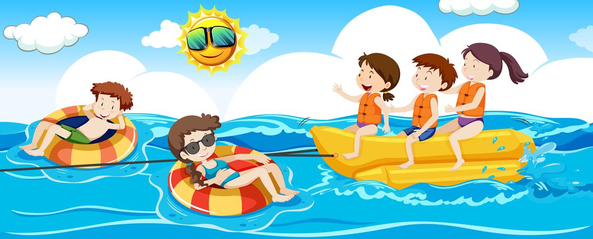 People Enjoy and Beach Activities vector