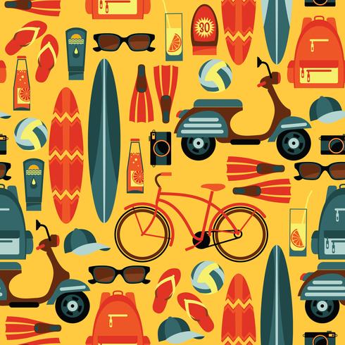 Vector seamless pattern of active summer holidays.