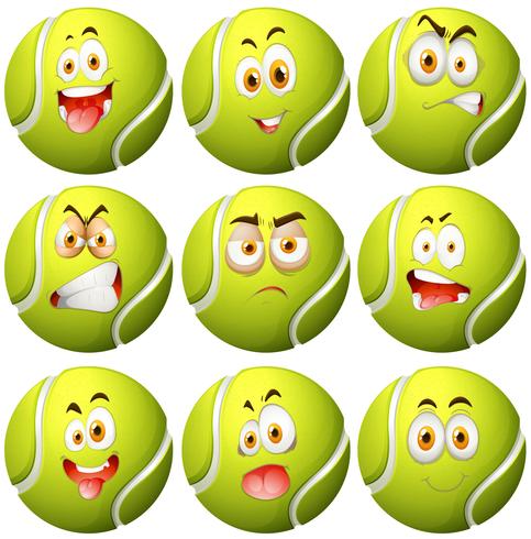 Tennis ball with facial expression vector