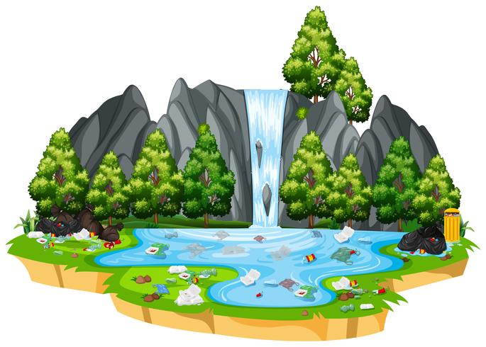 Pollution in isolated nature landscape vector