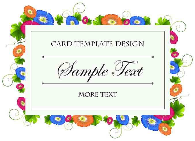 Card template with colorful flowers frame vector