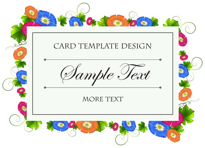 Card template with colorful flowers frame vector