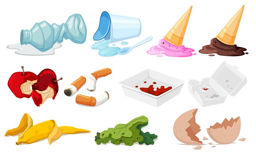 Set of junk on white background vector