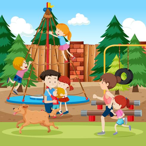 Park and playground scene vector