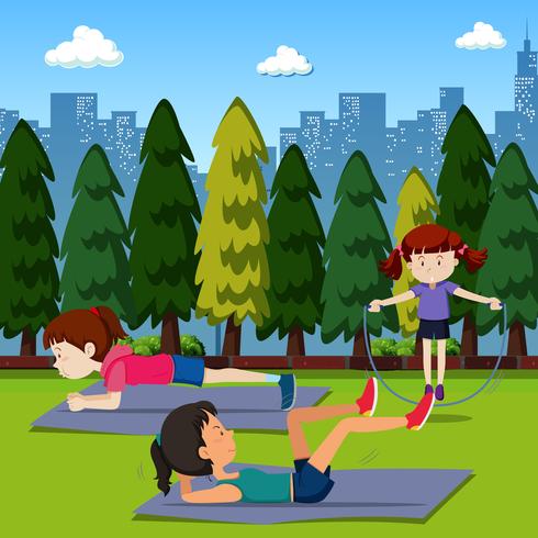 People exercise in the park - Download Free Vector Art, Stock Graphics & Images