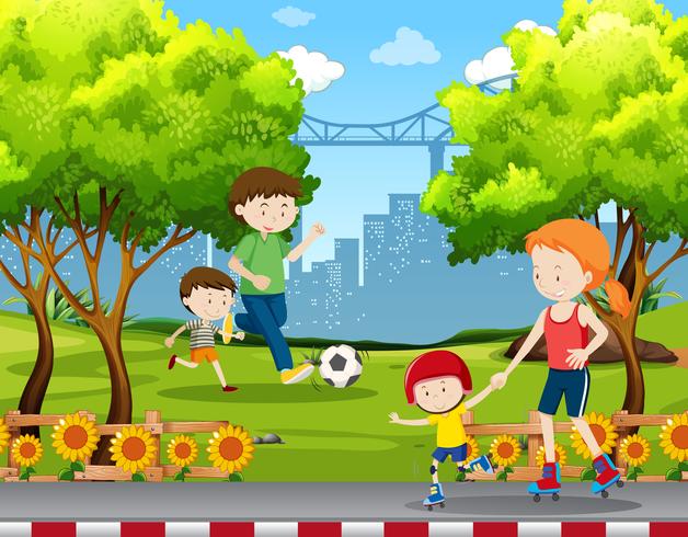 People doing activites in the park - Download Free Vector Art, Stock Graphics & Images