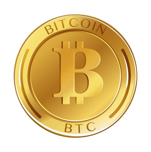 Golden coin with word bitcoin vector