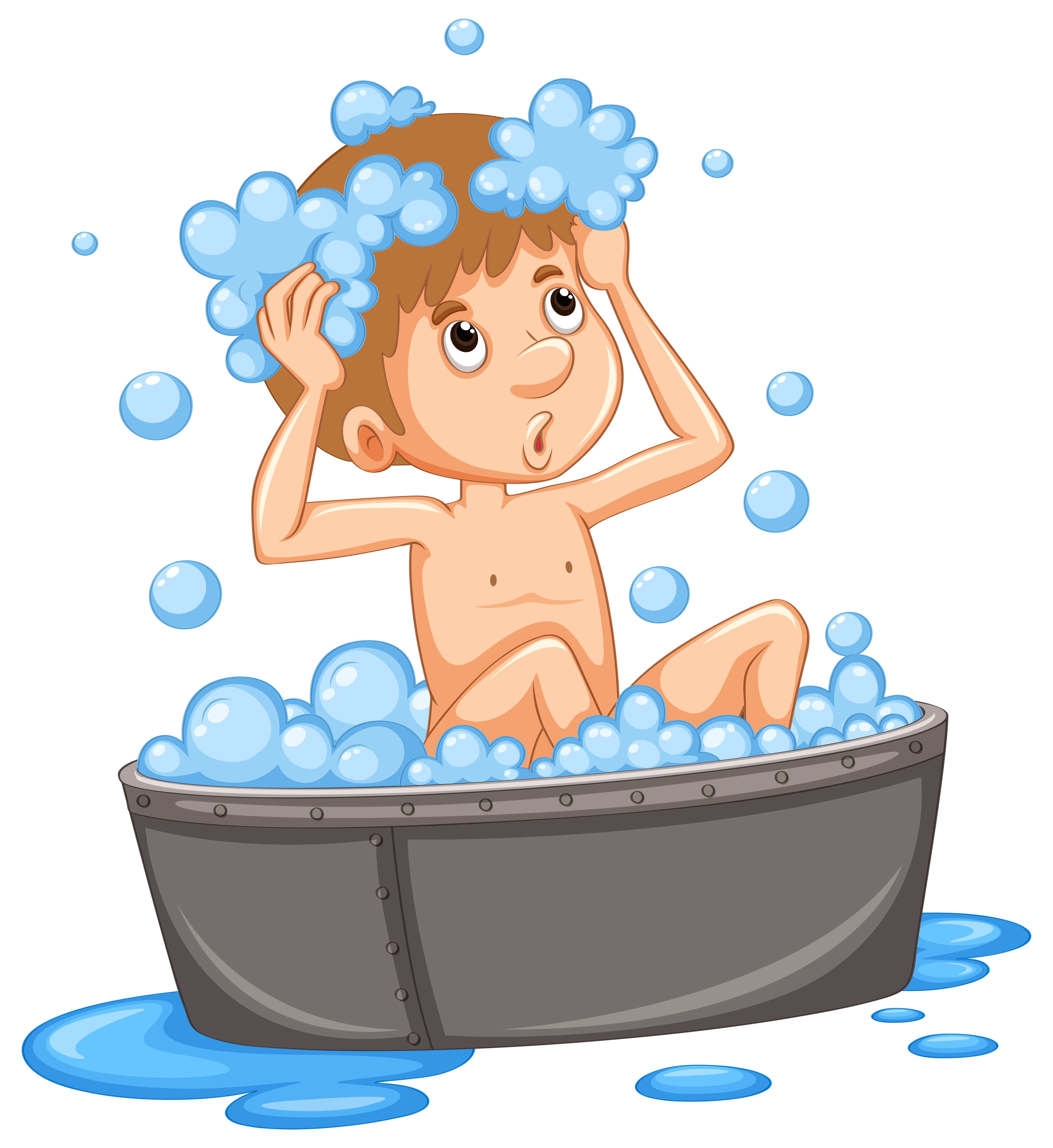 Boy Taking Bath In The Tub Vector Art At Vecteezy