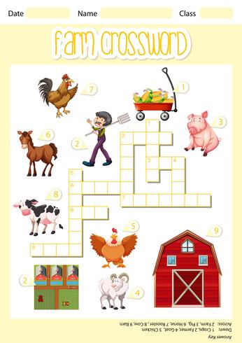 A farm crossword sheet vector