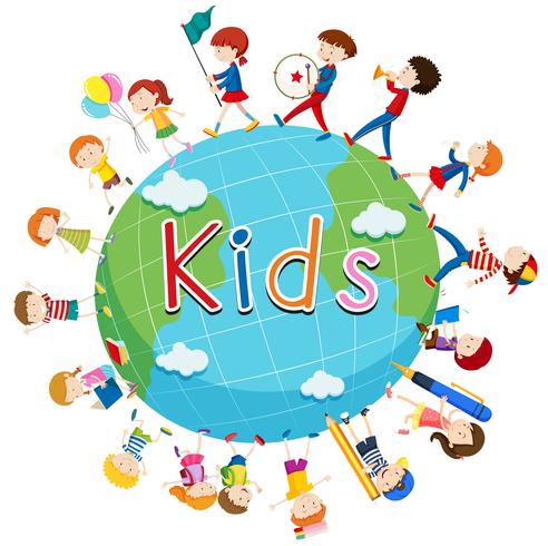 Children doing things around the world vector