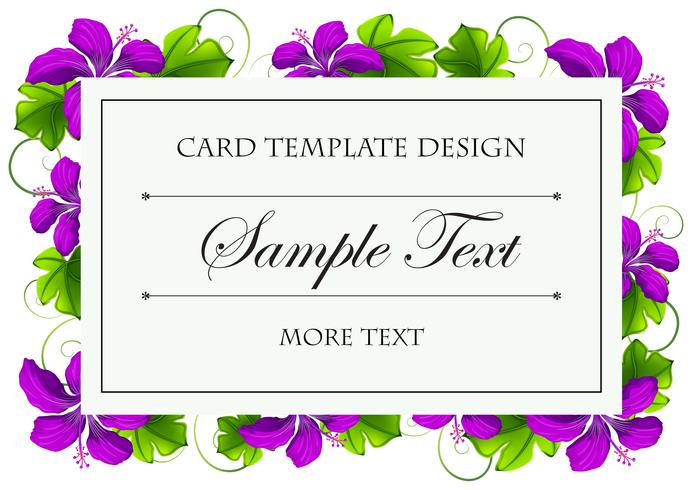 Card template with purple flowers vector