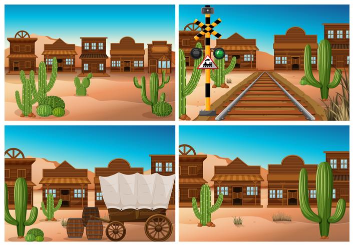 Set of wild west town vector