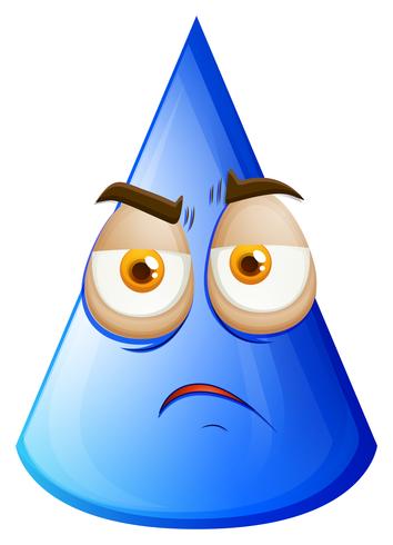 Blue cone with sad face vector