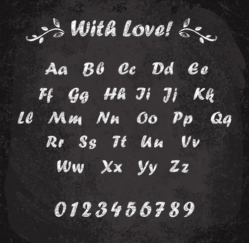 Vector illustration of chalked alphabet. Imitation texture of chalk