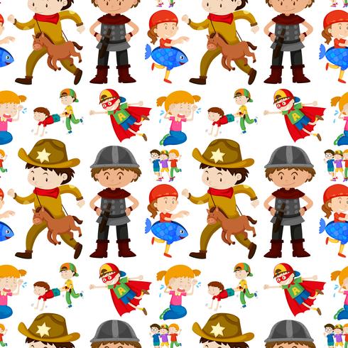 Seamless background design for kids in different costumes vector