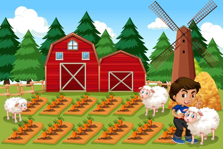 A boy at farmland vector