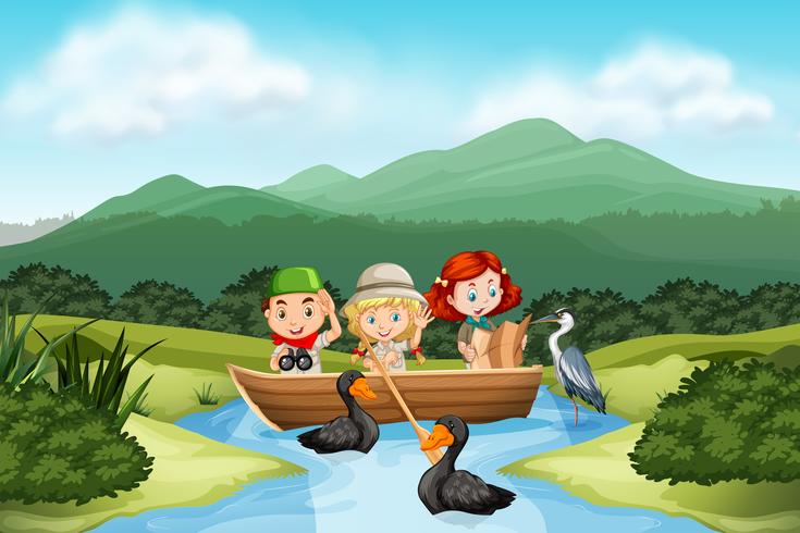 Camping children in the nature vector