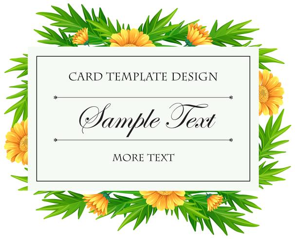 Card template with yellow calendula vector