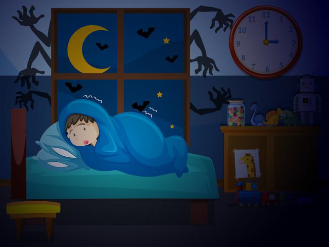 A boy having a nightmare vector