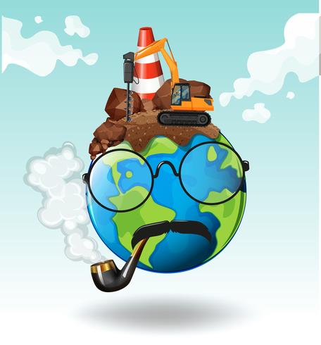 Construction work on earth vector