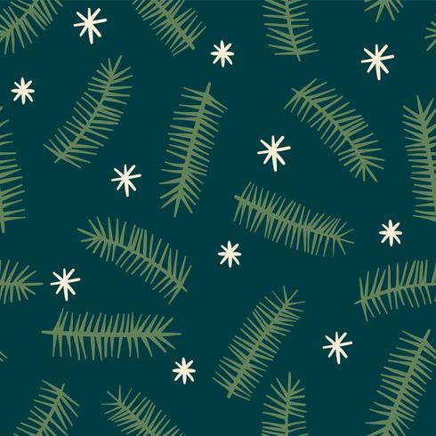 Christmas and Happy New Year seamless pattern with coniferous branches. vector