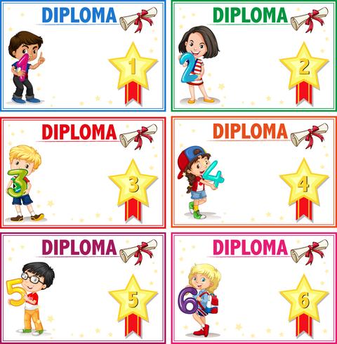 Set of diploma certificate template vector