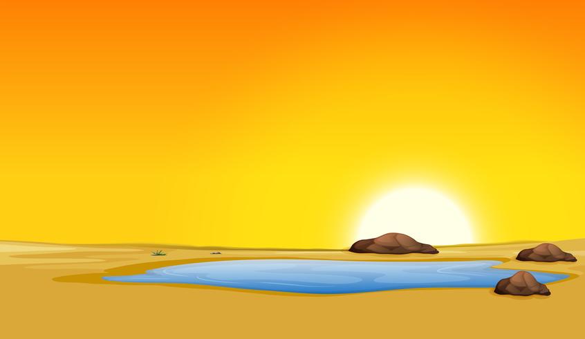 Escena del desierto hermosa puesta de sol del desierto vector