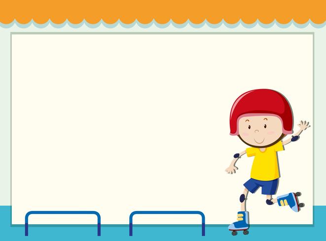 Paper template with boy rollerskating vector