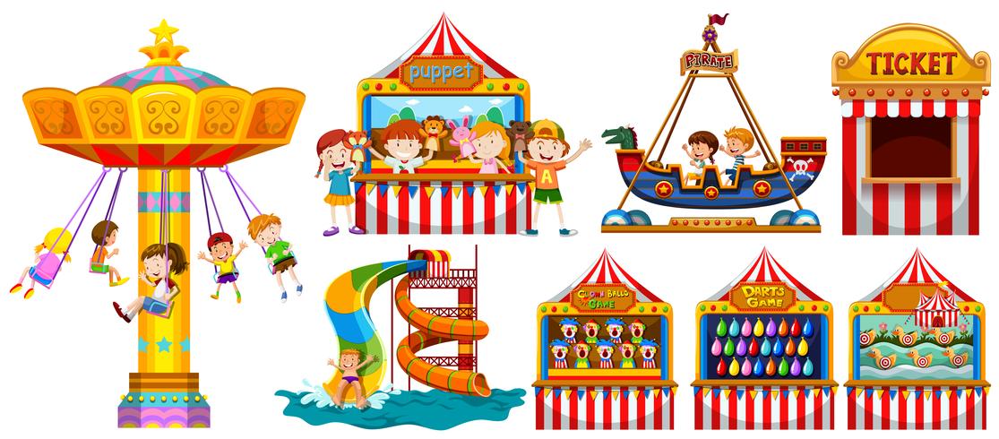 Children playing in the park and many games vector