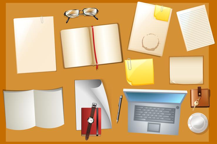 Table scene with books and computer vector