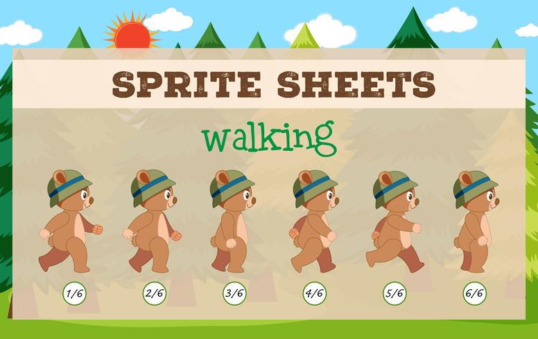 Sprite sheets walking game template vector