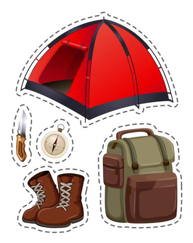 Camping set with tent and other objects - Download Free Vector Art, Stock Graphics & Images
