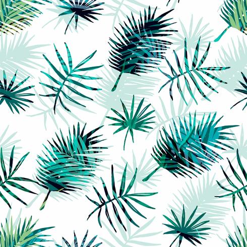 Seamless exotic pattern with tropical palm leaves. vector