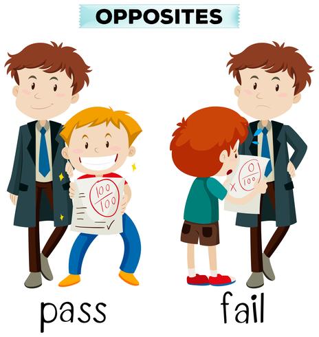 Opposite words for pass and fail vector